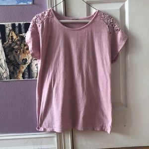 Light Pink Cold Shoulder Top with Lace